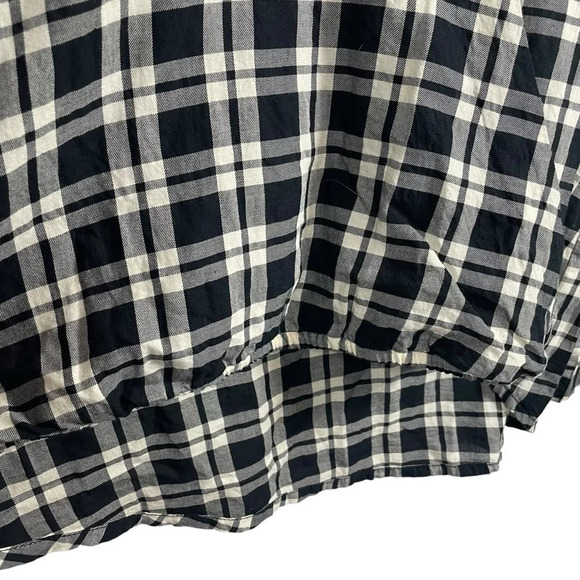 Madewell Arion Plaid Wrap Front Long Sleeve Blouse in Black/White Size M - Picture 9 of 10